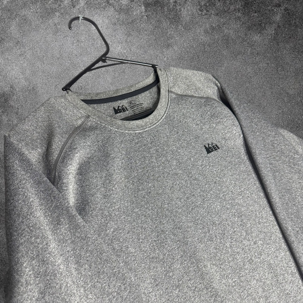 REI Co-op Mens XL Long Sleeve Performance Shirt Gray Heather Hiking Outdoor